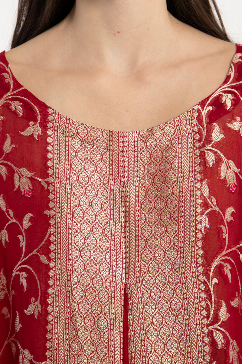 One-Of-a-Kind Souraya Dark Red & Gold Dress