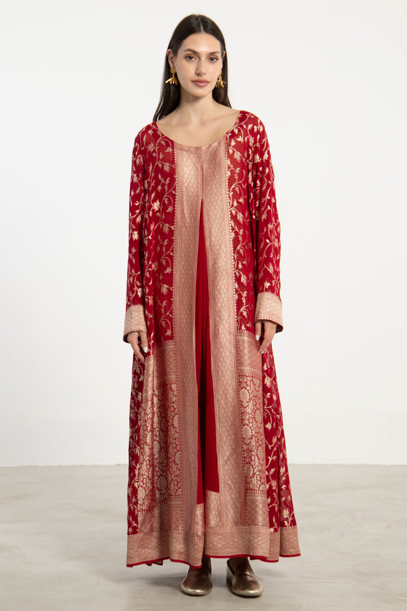 One-Of-a-Kind Souraya Dark Red & Gold Dress