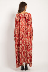 Ayyam Silk Velvet Burn-Out Red Dress