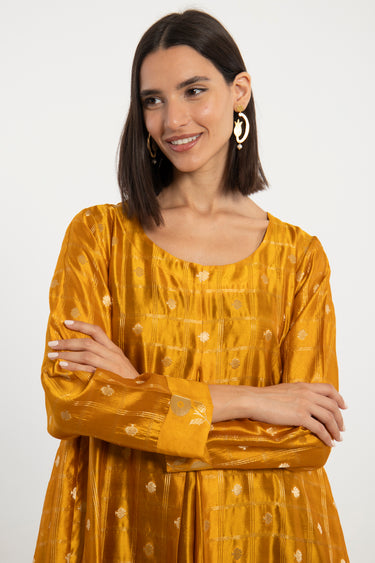 One-Of-A-Kind Souraya Yellow Silk Dress
