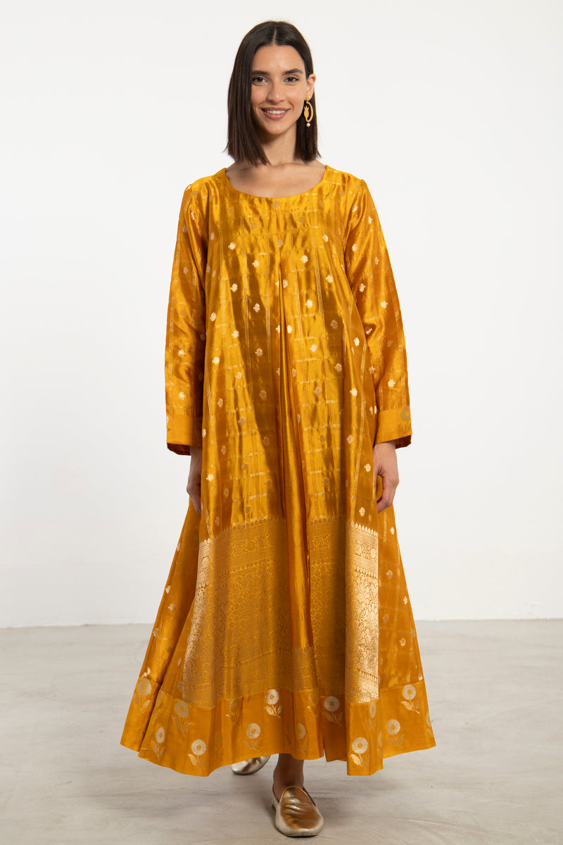 One-Of-A-Kind Souraya Yellow Silk Dress