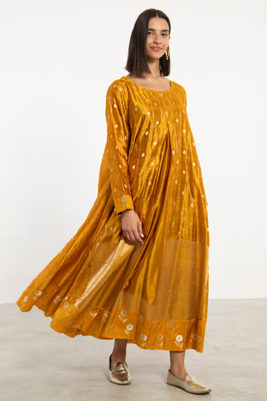 One-Of-A-Kind Souraya Yellow Silk Dress
