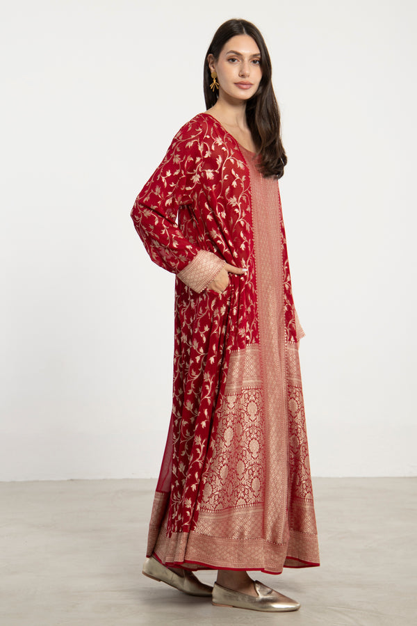 One-Of-a-Kind Souraya Dark Red & Gold Dress