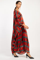 Cartage Silk Red Tie & Dye Red Kaftan