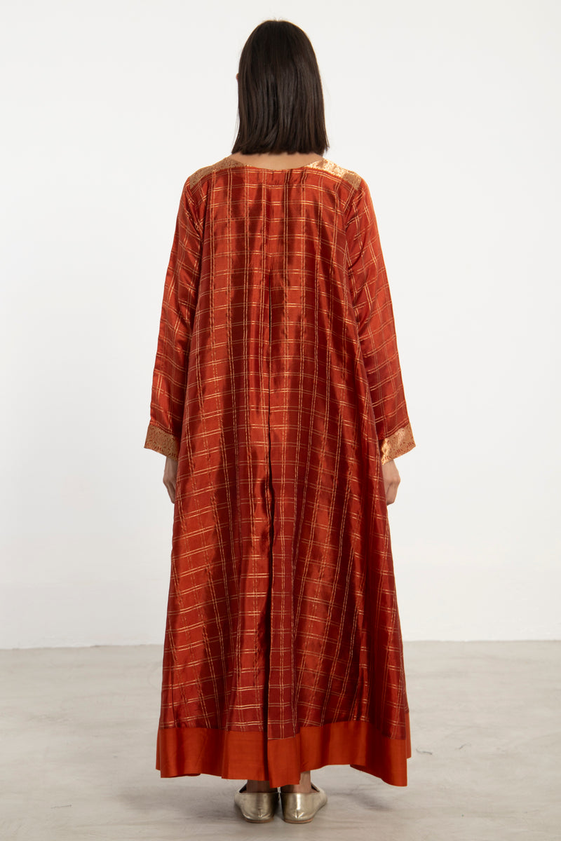 One-Of-A-Kind Souraya Dress Silk Rust and Gold Dress