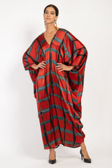 Cartage Silk Red Tie & Dye Red Kaftan