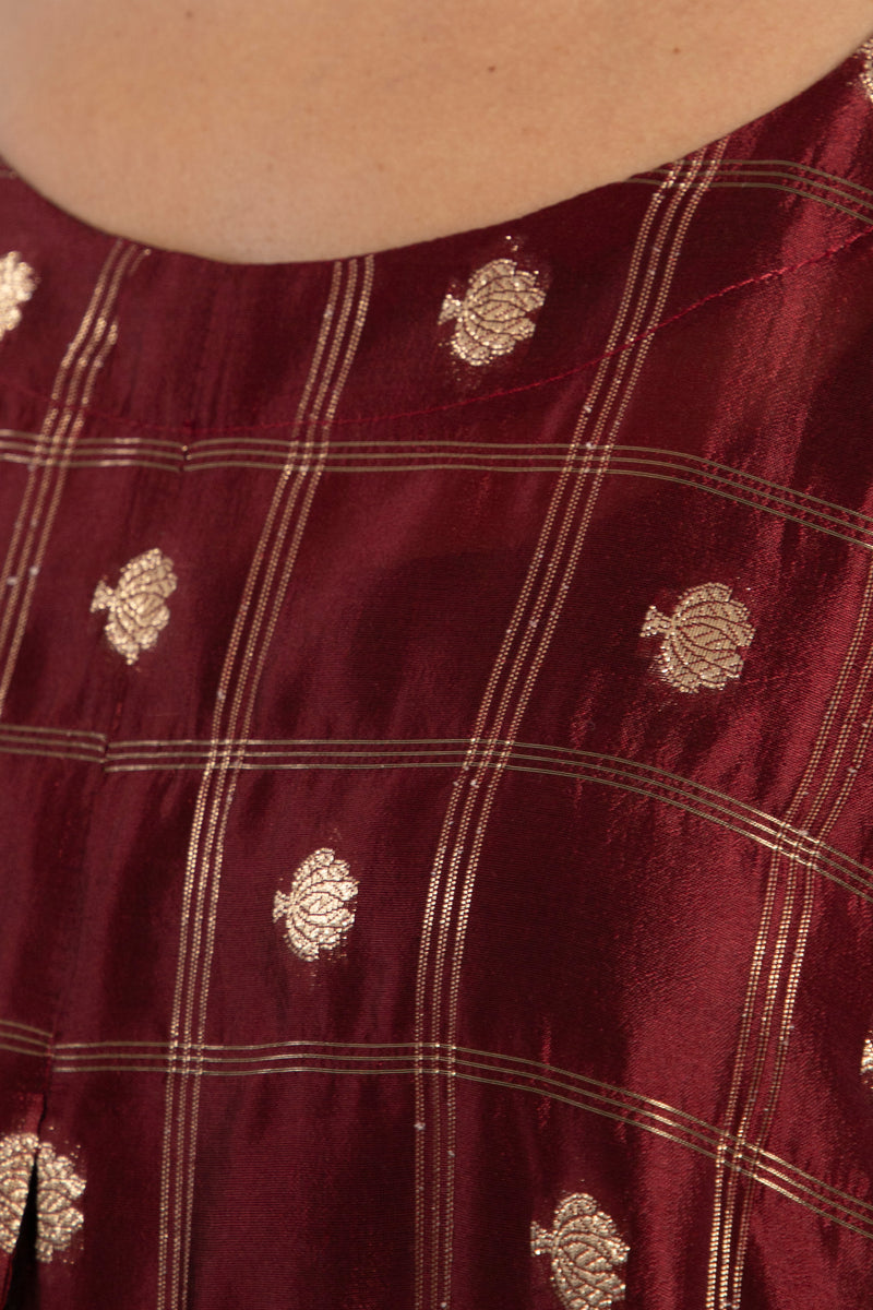 One-Of-A-Kind Souraya Silk Burgundy & Gold Dress