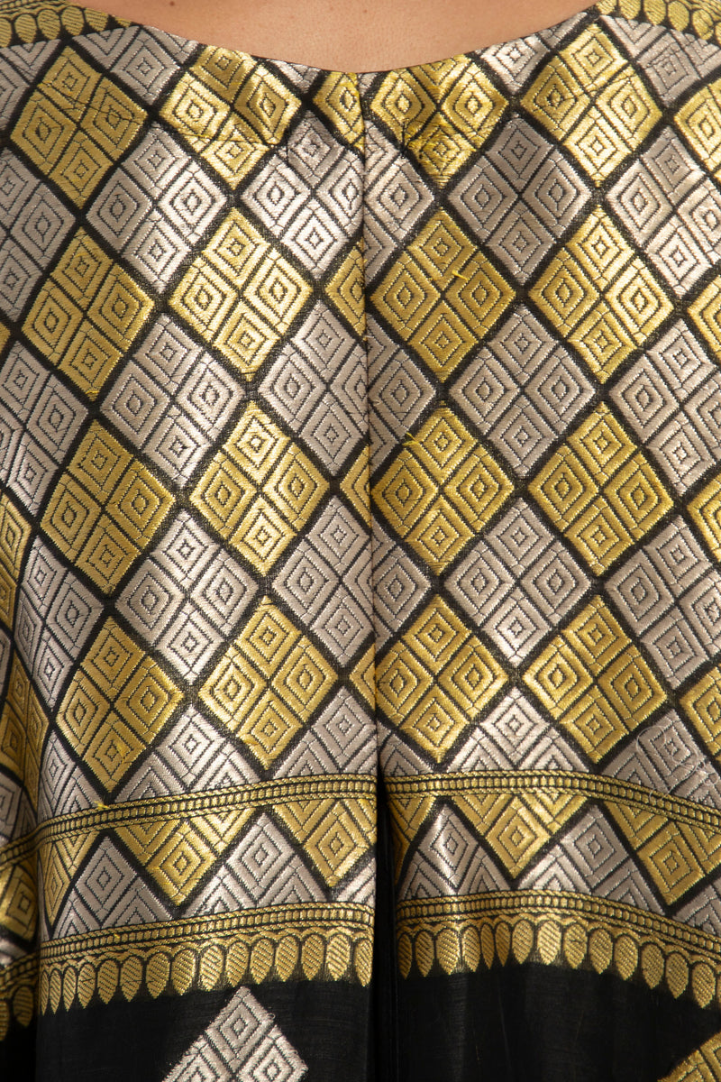 One-Of-A-Kind Souraya Silk Gold Diamond Dress