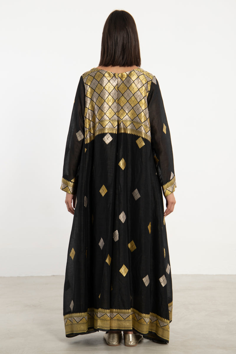 One-Of-A-Kind Souraya Silk Gold Diamond Dress