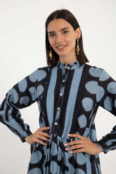 Katia Linen Lines Blue Dress