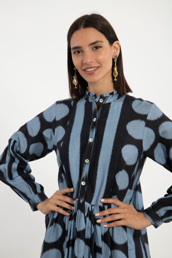 Katia Linen Lines Blue Dress