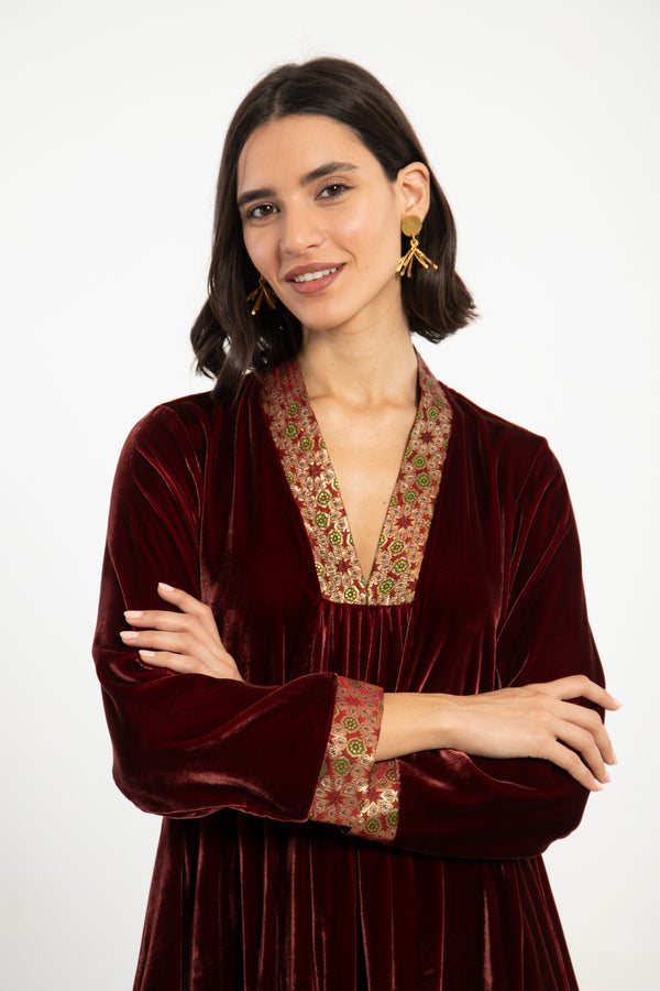 Jamila Velvet Burgundy Dress