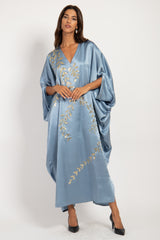 Darine Silk Blue Tareq Embroidered Gown