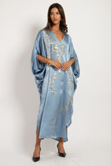 Darine Silk Blue Tareq Embroidered Gown