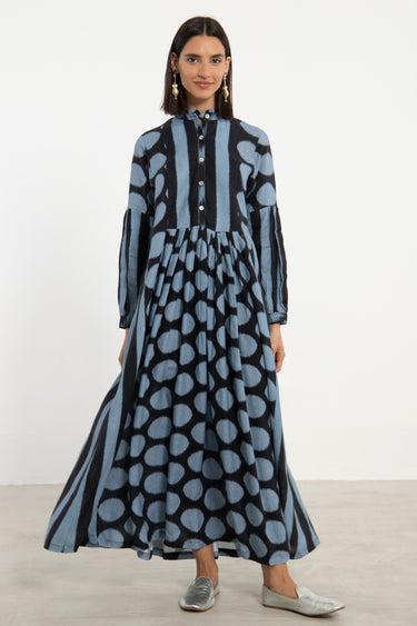 Katia Linen Lines Blue Dress