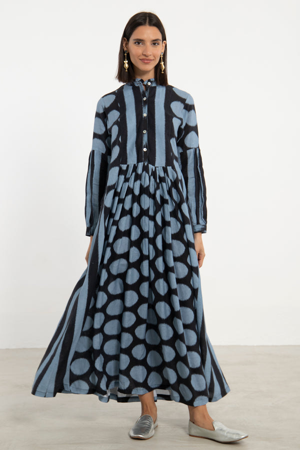 Katia Linen Lines Blue Dress