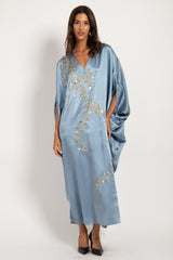 Darine Silk Blue Tareq Embroidered Gown