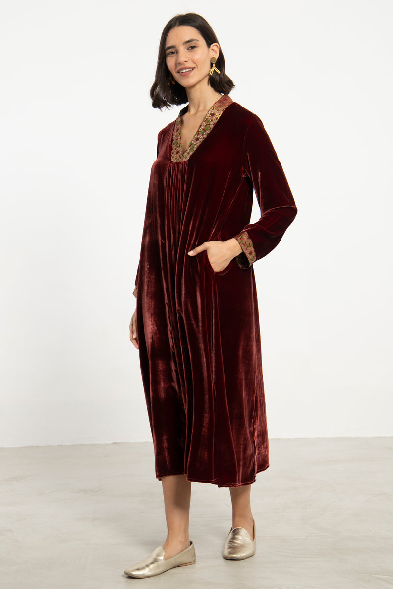 Jamila Velvet Burgundy Dress