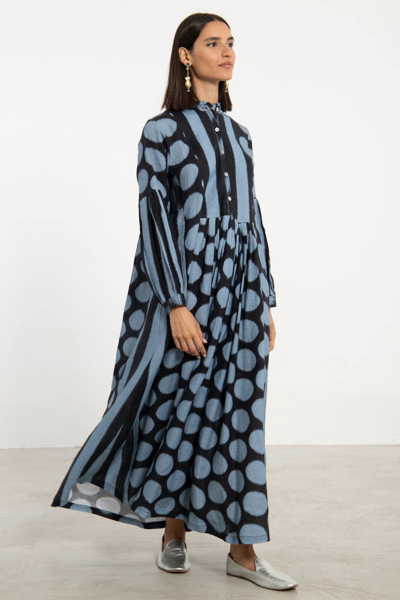 Katia Linen Lines Blue Dress