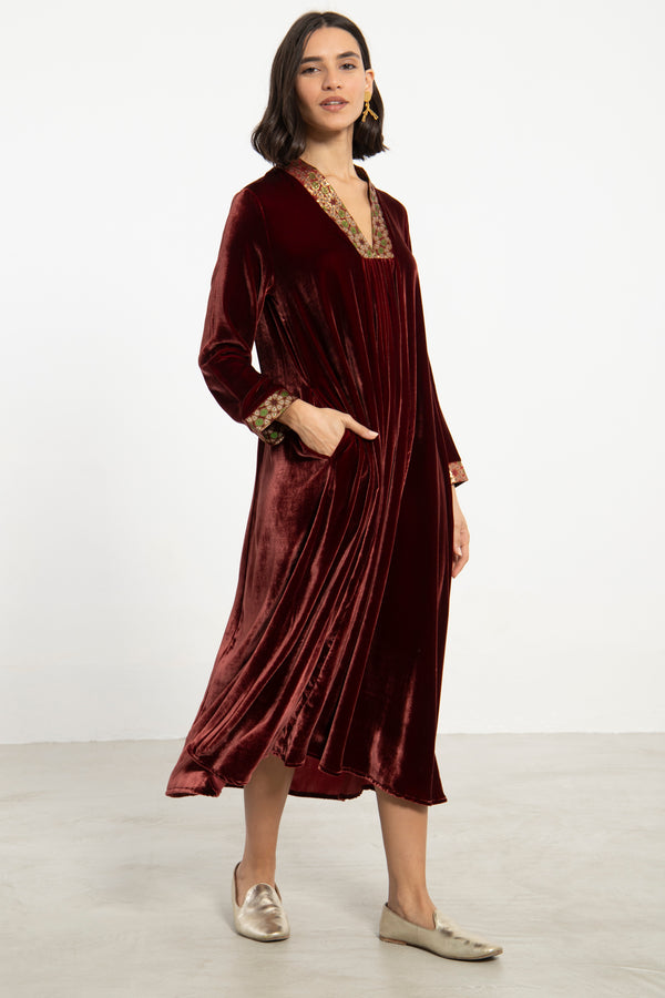 Jamila Velvet Burgundy Dress