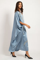 Darine Silk Blue Tareq Embroidered Gown