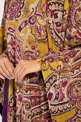 Yaman Silk Purple & Green Kaftan