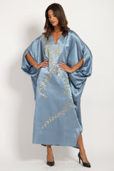 Darine Silk Blue Tareq Embroidered Gown