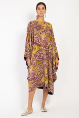 Yaman Silk Purple & Green Kaftan