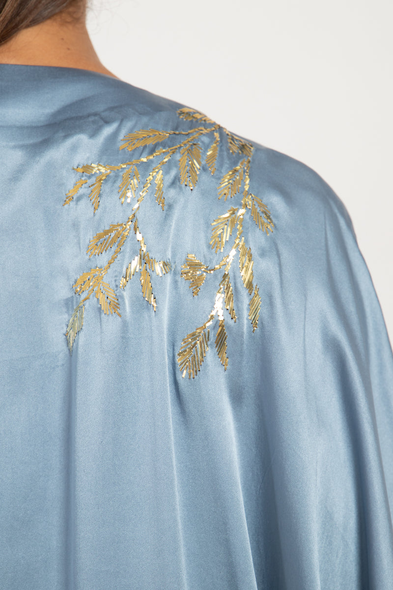 Darine Silk Blue Tareq Embroidered Gown