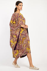 Yaman Silk Purple & Green Kaftan