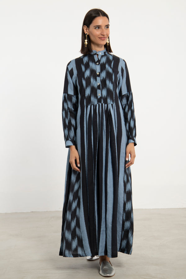 Katia Linen Blue and Black Dress