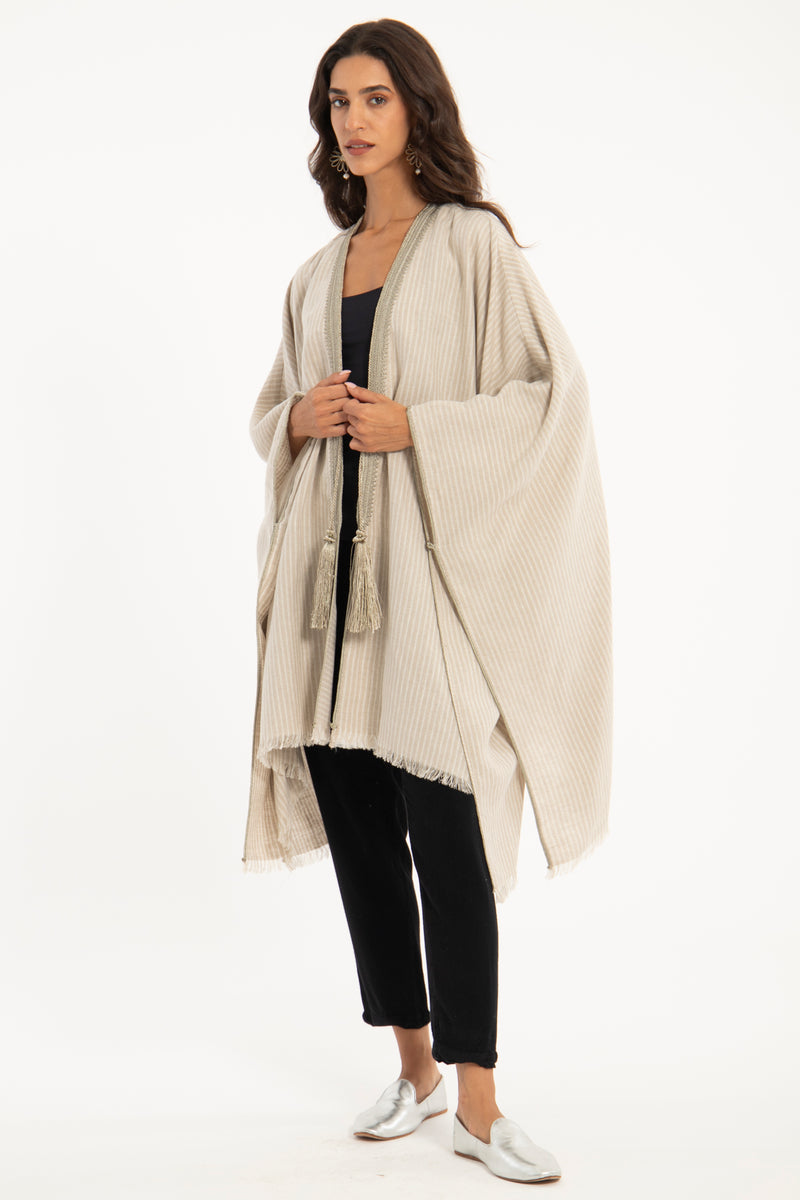 Classic Linen Beige Poncho