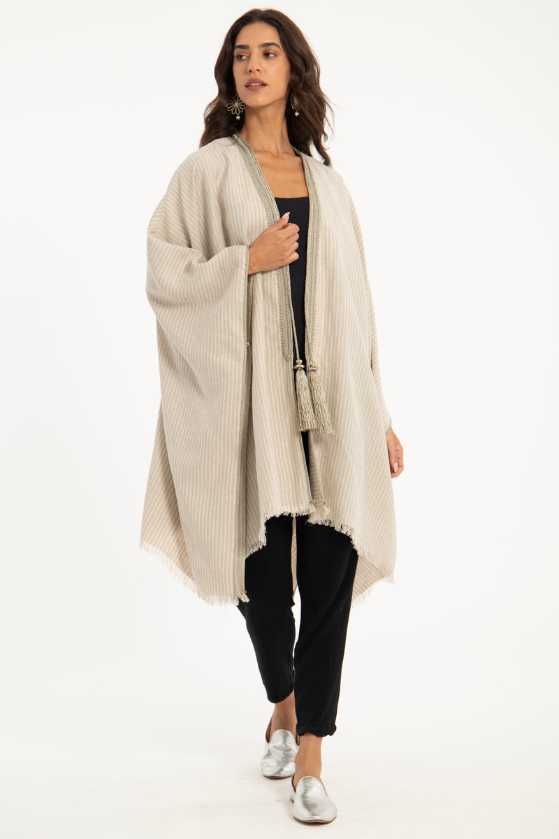 Classic Linen Beige Poncho