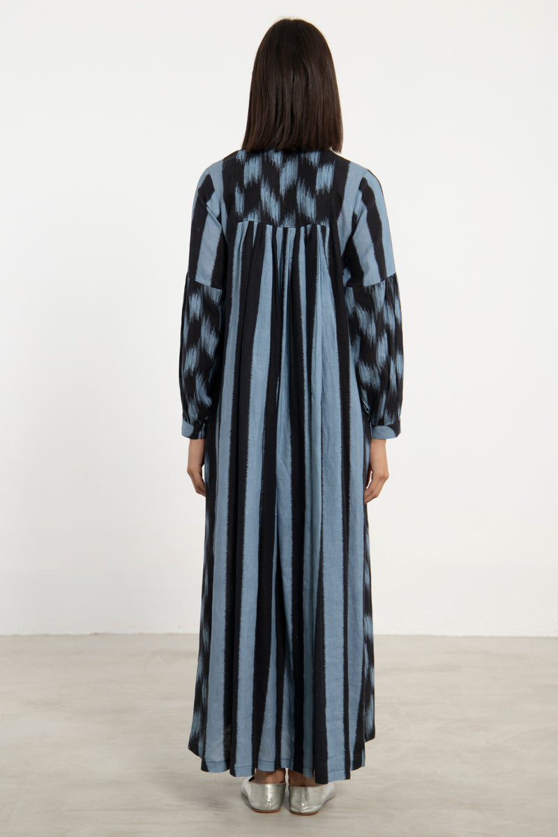 Katia Linen Blue and Black Dress