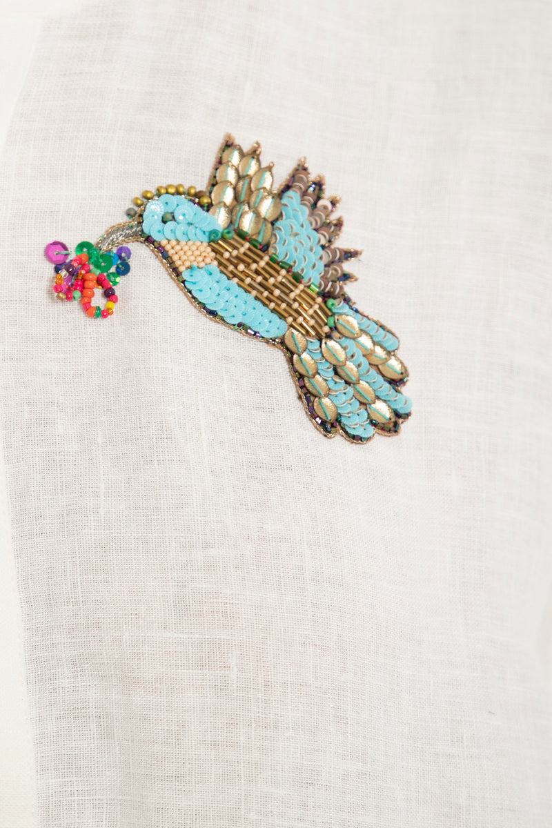 One-Of-A-Kind Helen Linen Hand Embroidered Dress
