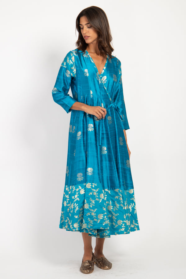 Chafa Silk Turquoise Dress