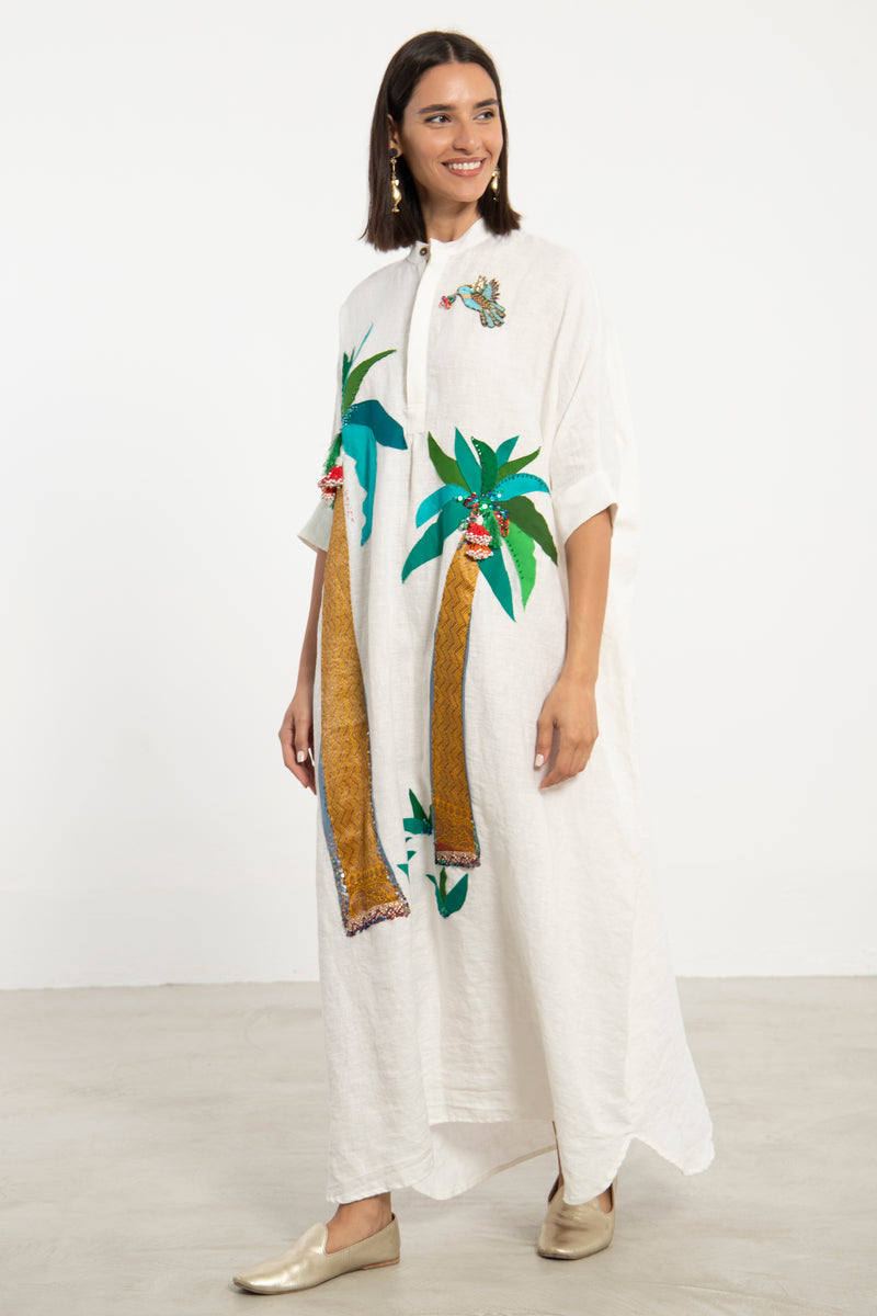 One-Of-A-Kind Helen Linen Hand Embroidered Dress