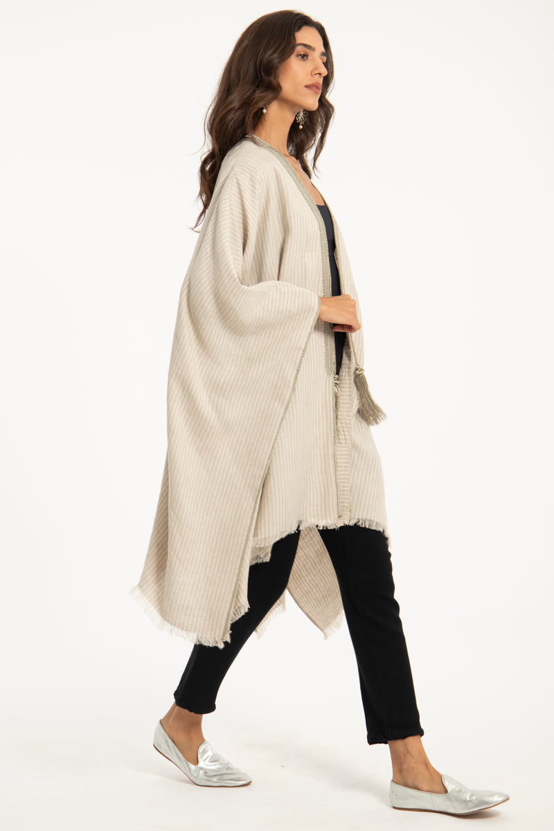 Classic Linen Beige Poncho