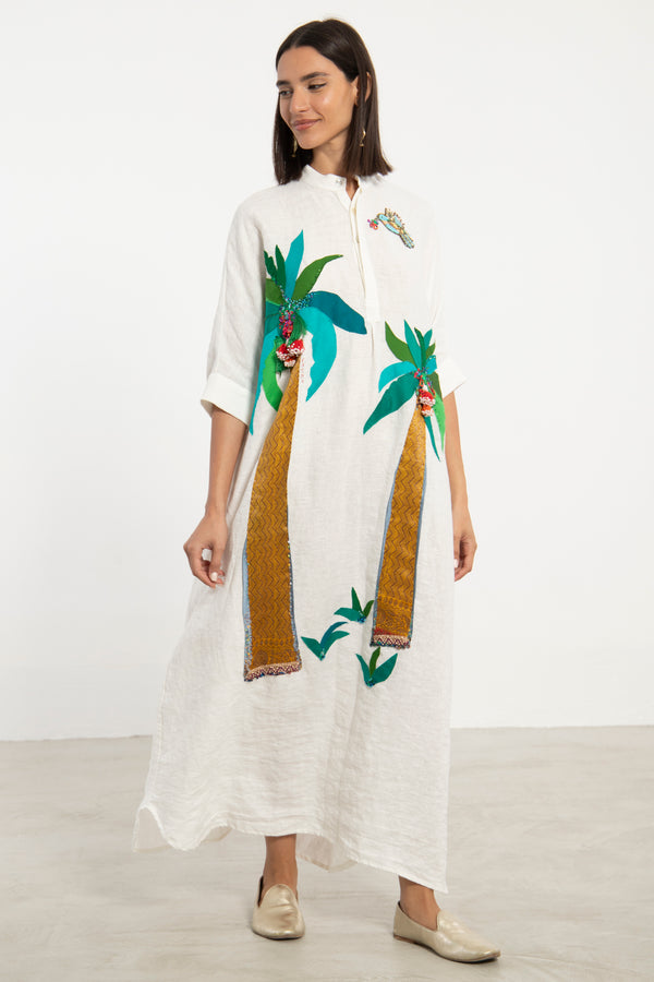 One-Of-A-Kind Helen Linen Hand Embroidered Dress