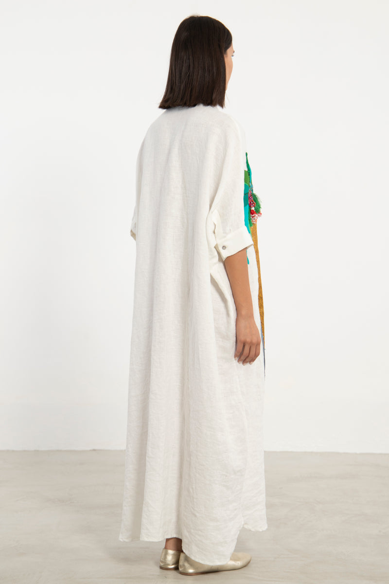 One-Of-A-Kind Helen Linen Hand Embroidered Dress