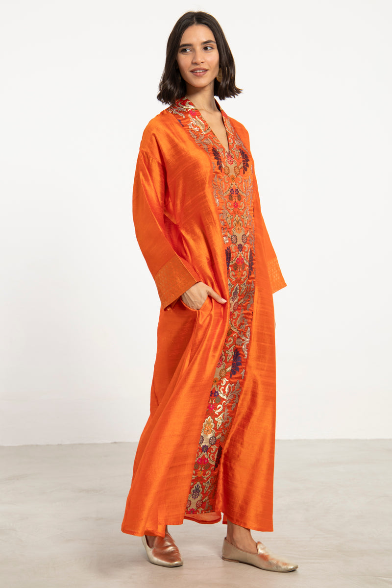 Basma Silk Orange Dress