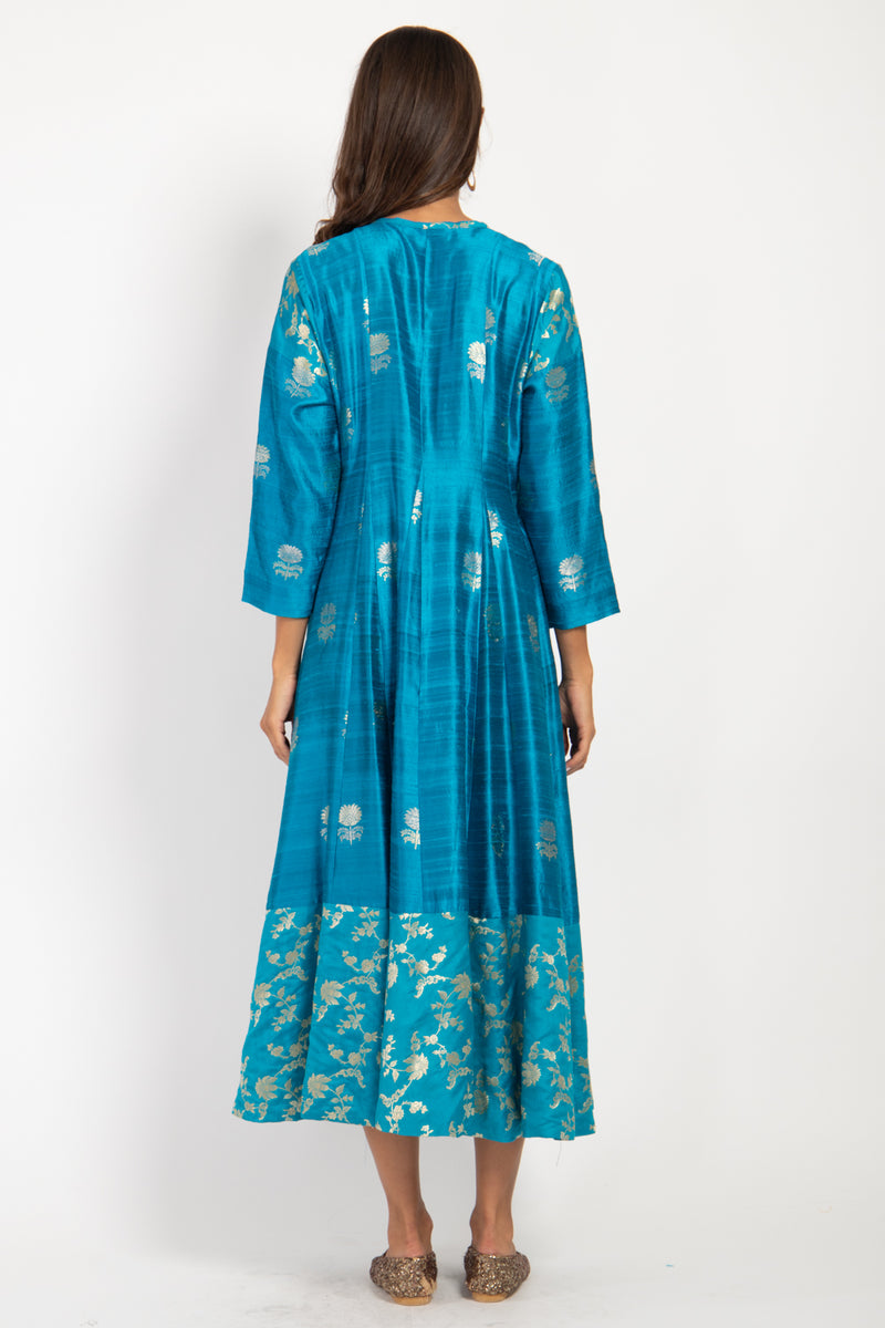 Chafa Silk Turquoise Dress