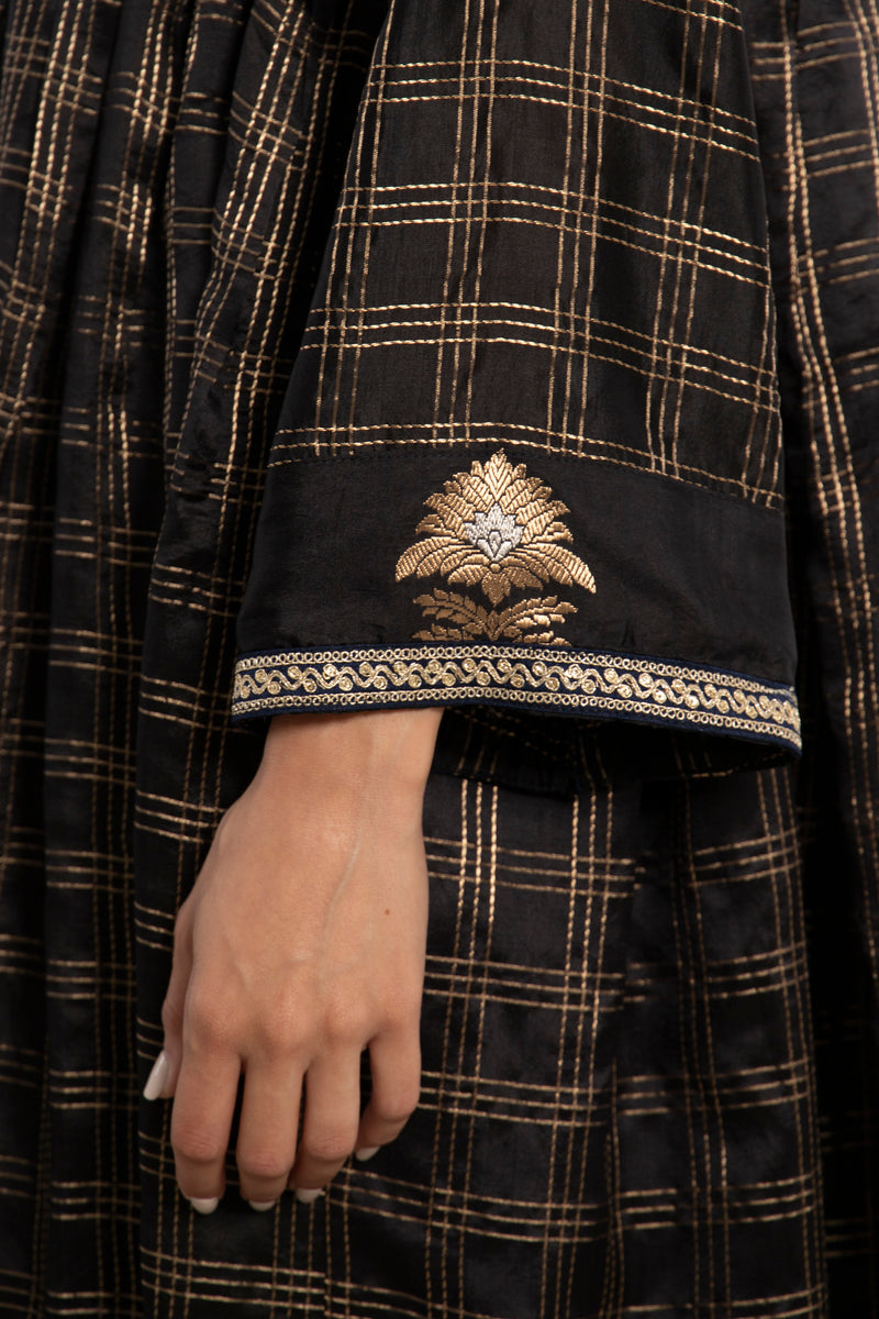 Aliaa Silk Black and Gold Dress