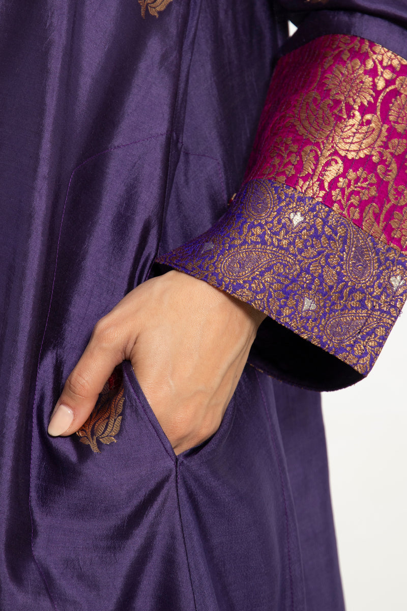 Soula Silk Purple & Gold Dress