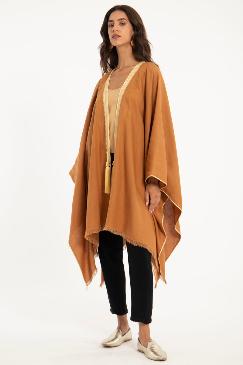 Classic Cotton Terracotta Poncho