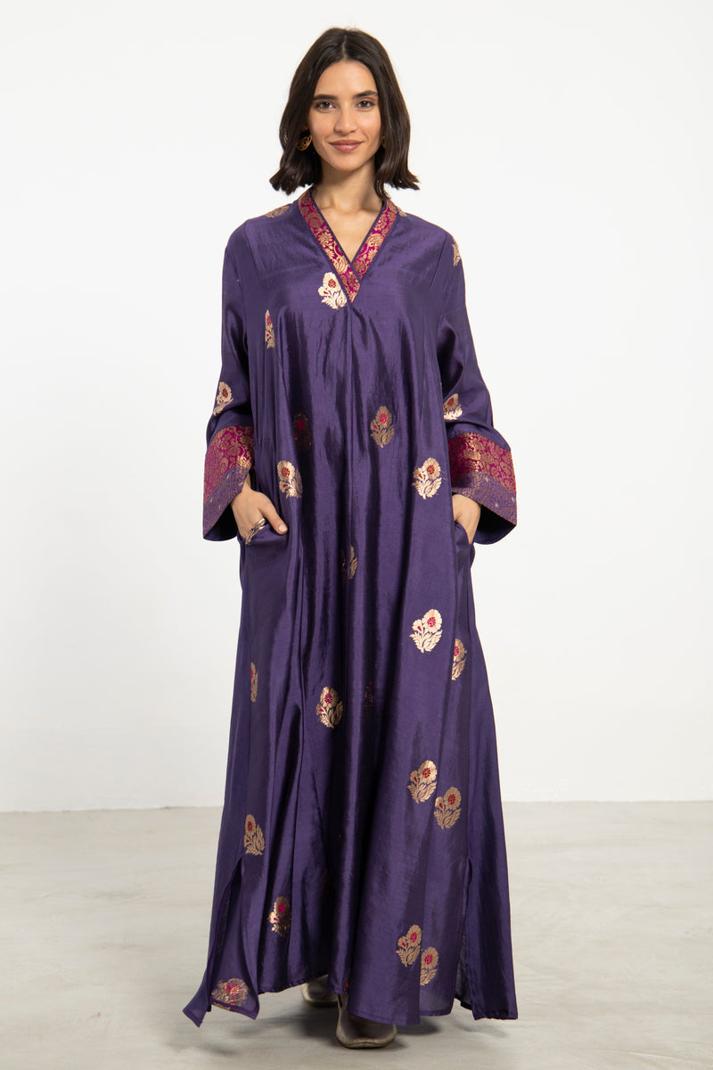 Soula Silk Purple & Gold Dress