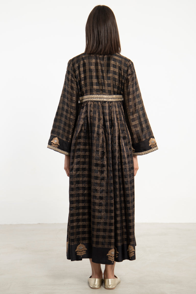 Aliaa Silk Black and Gold Dress