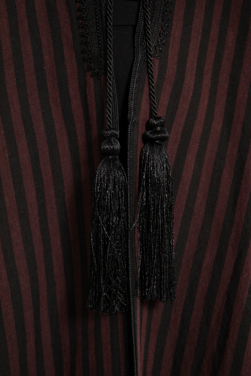 Aida Linen Striped Burgundy Abaya