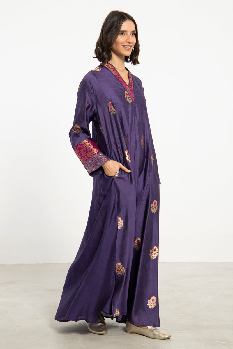 Soula Silk Purple & Gold Dress