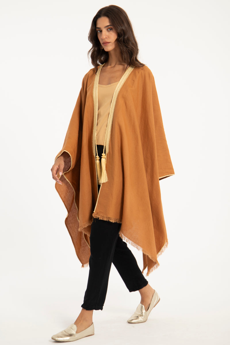 Classic Cotton Terracotta Poncho